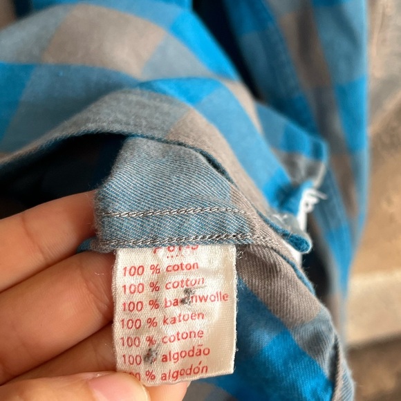 LACOSTE Blue-Gray Checkered Button down Shirt - Picture 10 of 11